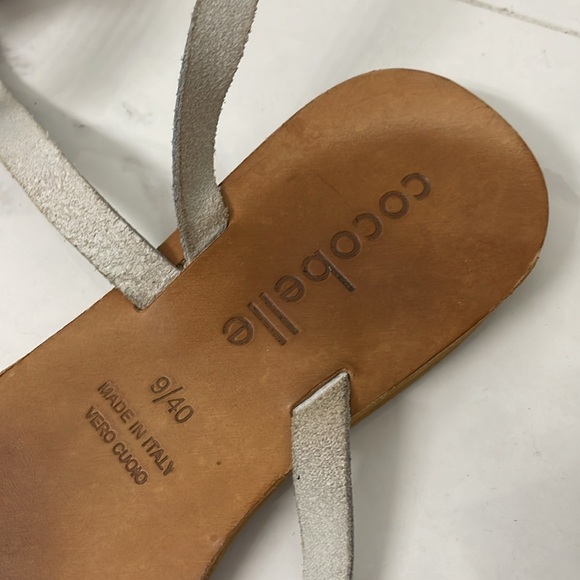 Cocobelle greek Athena sandals silver leather size 9 flats Anthropologie - Picture 8 of 8